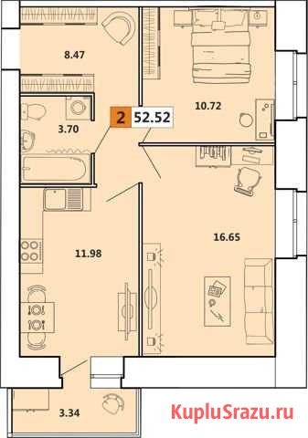 2-комнатная квартира, 53 м², 1/11 эт. на продажу в Архангельске Архангельск - изображение 1