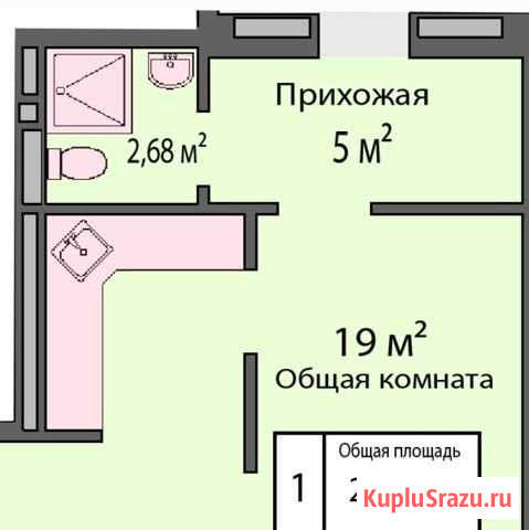 1-комнатная квартира, 28 м², 2/10 эт. на продажу в Белгороде Белгород - изображение 3