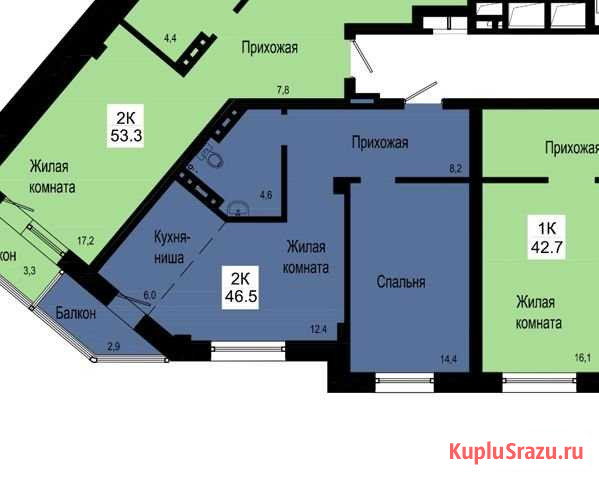 2-комнатная квартира, 47 м², 13/24 эт. на продажу в Красноярске Красноярск - изображение 2