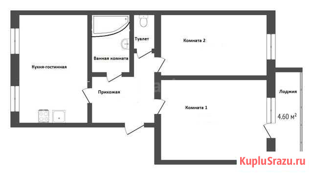 2-комнатная квартира, 57.7 м², 6/6 эт. на продажу в Тюмени Тюмень - изображение 3