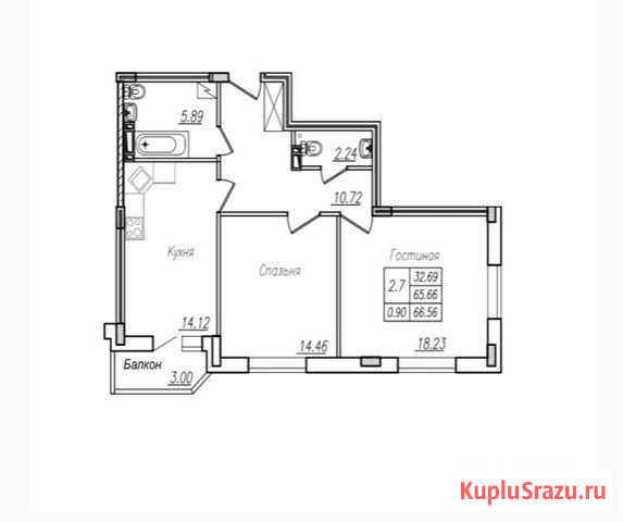 2-комнатная квартира, 68 м², 12/13 эт. на продажу в Смоленске Смоленск - изображение 1