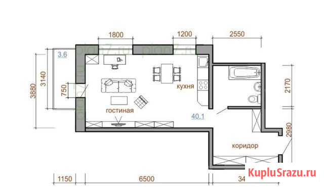 1-комнатная квартира, 44 м², 7/16 эт. на продажу в Маркове Маркова - изображение 2