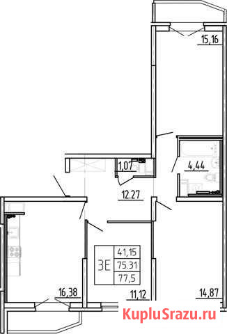 4-комнатная квартира, 77.5 м², 7/15 эт. на продажу в Санкт-Петербурге Санкт-Петербург - изображение 1