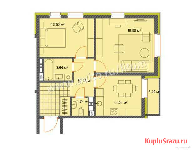 3-комнатная квартира, 67 м², 5/17 эт. на продажу в Ижевске Ижевск - изображение 3