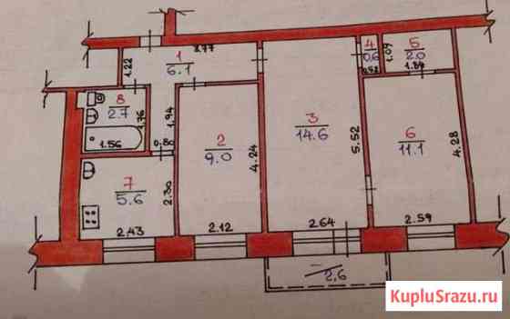 3-комнатная квартира, 53 м², 4/5 эт. на продажу в Новосемейкино Новосемейкино