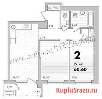 2-комнатная квартира, 60.6 м², 6/25 эт. на продажу в Уфе Уфа