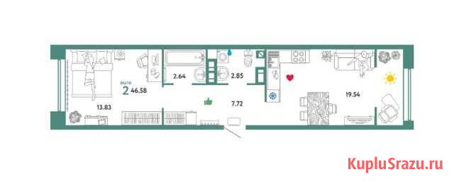 1-комнатная квартира, 47 м², 6/12 эт. на продажу в Тюмени Тюмень - изображение 2