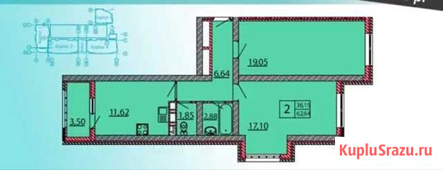 2-комнатная квартира, 62.6 м², 18/19 эт. на продажу в Анапе Анапа - изображение 2