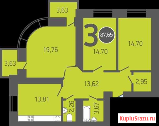 3-комнатная квартира, 87 м², 5/17 эт. на продажу в Оренбурге Оренбург - изображение 1