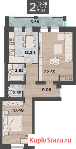 2-комнатная квартира, 72.1 м², 3/4 эт. на продажу в Ростове-на-Дону Ростов-на-Дону - изображение 3