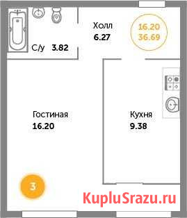 1-комнатная квартира, 36.4 м², 3/9 эт. на продажу в Зеленоградске Зеленоградск - изображение 1