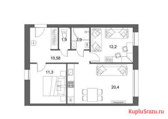 2-комнатная квартира, 59.4 м², 1/3 эт. на продажу в Пскове Псков