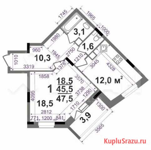 1-комнатная квартира, 47.5 м², 13/15 эт. на продажу во Владимире Владимир - изображение 1