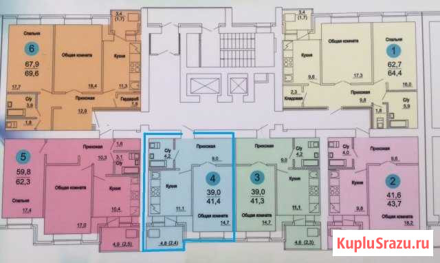 1-комнатная квартира, 41.4 м², 16/16 эт. на продажу в Барнауле Барнаул - изображение 1