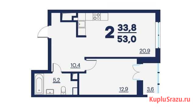 2-комнатная квартира, 49.4 м², 23/36 эт. на продажу в Саратове Саратов - изображение 1