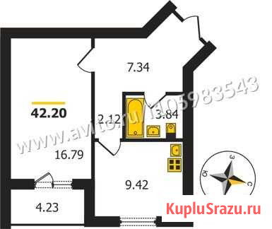 1-комнатная квартира, 42.2 м², 3/12 эт. на продажу во Владимире Владимир - изображение 1