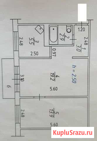 2-комнатная квартира, 44.5 м², 5/5 эт. на продажу в Красноярске Красноярск - изображение 1