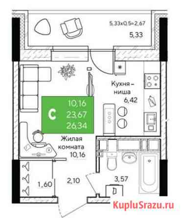 Квартира-студия, 26.3 м², 4/25 эт. на продажу в Ижевске Ижевск