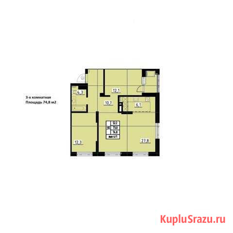 3-комнатная квартира, 74.8 м², 12/14 эт. на продажу в Красноярске Красноярск - изображение 3