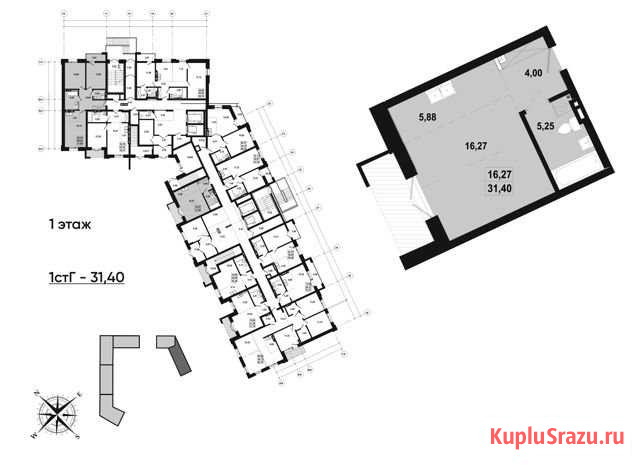 1-комнатная квартира, 31.4 м², 1/18 эт. на продажу в Новосибирске Новосибирск - изображение 1