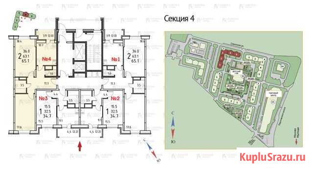 2-комнатная квартира, 65 м², 17/17 эт. на продажу в Пироговском Пироговский - изображение 1