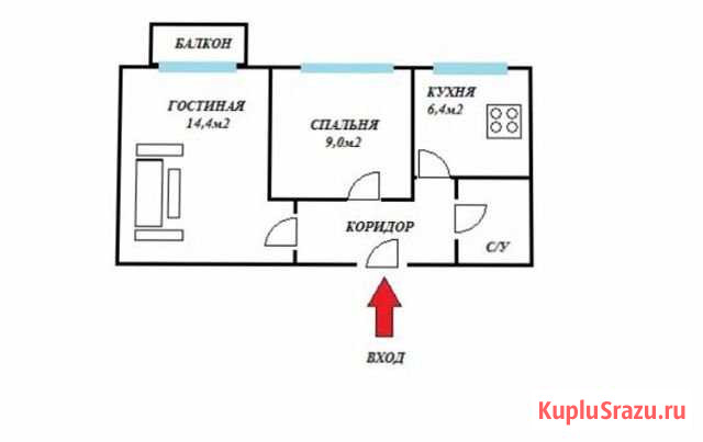 2-комнатная квартира, 39 м², 2/5 эт. на продажу в Первоуральске Первоуральск - изображение 1