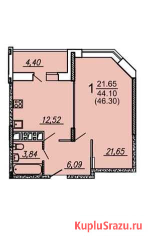 1-комнатная квартира, 46.3 м², 10/17 эт. на продажу в Брянске Брянск - изображение 2