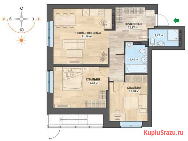 2-комнатная квартира, 68 м², 1/27 эт. на продажу в Екатеринбурге Екатеринбург - изображение 1