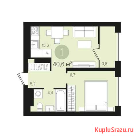 1-комнатная квартира, 40.6 м², 6/8 эт. на продажу в Сургуте Ханты-Мансийского АО Сургут - изображение 1