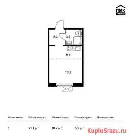 Квартира-студия, 21.8 м², 2/25 эт. на продажу в Люберцах Люберцы