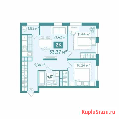 2-комнатная квартира, 55 м², 4/10 эт. на продажу в Тюмени Тюмень - изображение 3