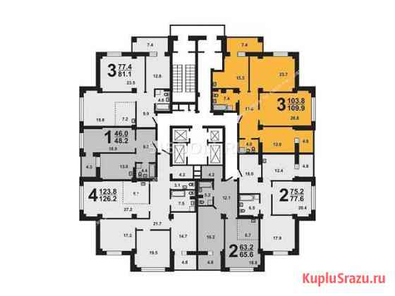 3-комнатная квартира, 110 м², 16/22 эт. на продажу в Красноярске Красноярск