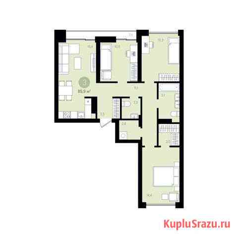 3-комнатная квартира, 87.2 м², 2/9 эт. на продажу в Тюмени Тюмень