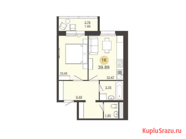 1-комнатная квартира, 40.1 м², 2/4 эт. на продажу в Сургуте Ханты-Мансийского АО Сургут - изображение 2