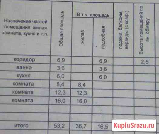 3-комнатная квартира, 53 м², 1/2 эт. на продажу в Красноярке Красноярка