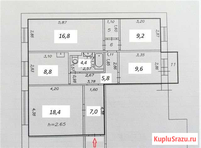 4-комнатная квартира, 83 м², 5/10 эт. на продажу в Красноярске Красноярск - изображение 2
