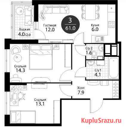 3-комнатная квартира, 61 м², 25/25 эт. на продажу в Красногорске Московской области Красногорск