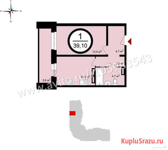 1-комнатная квартира, 39.1 м², 16/17 эт. на продажу во Владимире Владимир - изображение 1