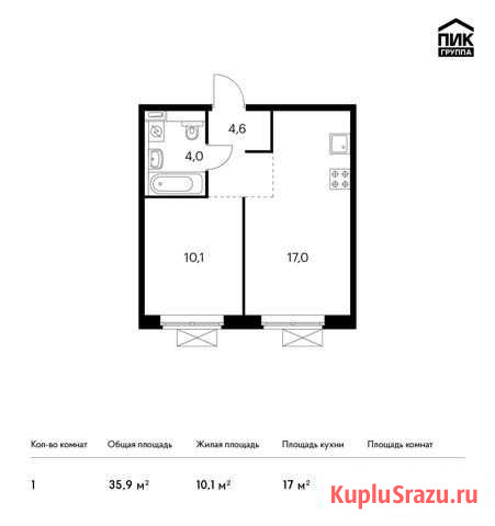 1-комнатная квартира, 35.9 м², 6/25 эт. на продажу в Котельниках Котельники - изображение 1