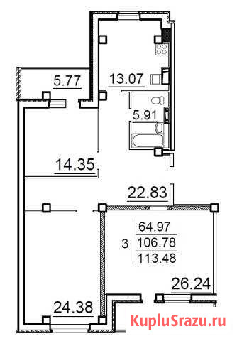 3-комнатная квартира, 113.5 м², 4/9 эт. на продажу в Великом Новгороде Великий Новгород - изображение 2