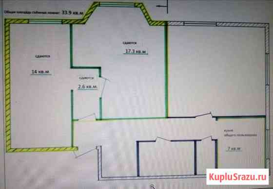 Комната 33 м² в 3-ком. кв., 1/4 эт. в аренду на длительный срок в Челябинске Челябинск