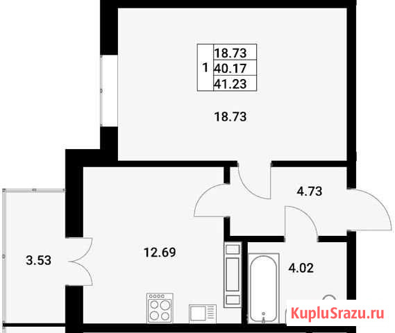 1-комнатная квартира, 40 м², 5/18 эт. на продажу в Мурино Мурино - изображение 3