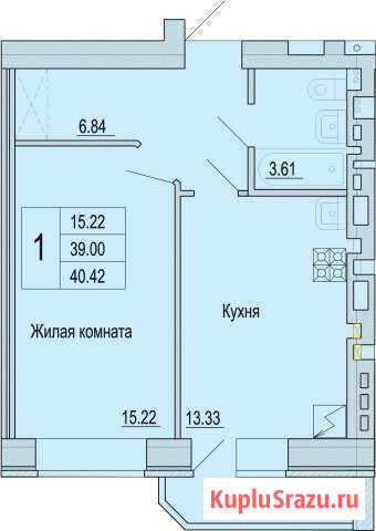 1-комнатная квартира, 37 м², 3/11 эт. на продажу в Батайске Батайск - изображение 1