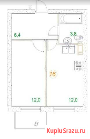 1-комнатная квартира, 35 м², 2/3 эт. на продажу в Дубровке Ленинградской области Дубровка - изображение 2