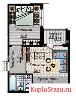2-комнатная квартира, 41.1 м², 5/10 эт. на продажу в Барнауле Барнаул - изображение 2