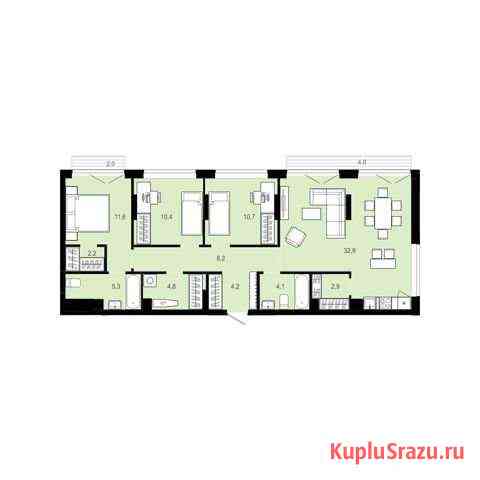 3-комнатная квартира, 103.8 м², 2/12 эт. на продажу в Тюмени Тюмень