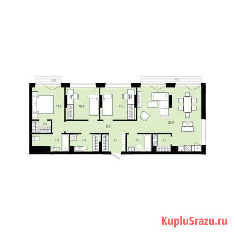 3-комнатная квартира, 103.8 м², 2/12 эт. на продажу в Тюмени Тюмень - изображение 1