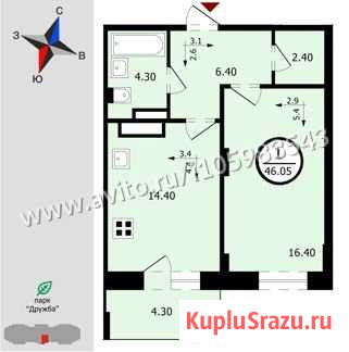 1-комнатная квартира, 46.1 м², 17/17 эт. на продажу во Владимире Владимир - изображение 2