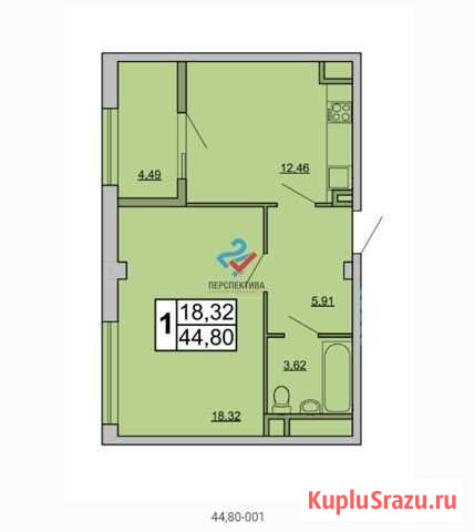 1-комнатная квартира, 44.8 м², 7/16 эт. на продажу в Белгороде Белгород - изображение 1