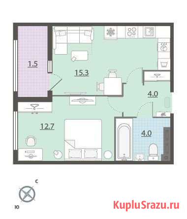 1-комнатная квартира, 37.9 м², 21/32 эт. на продажу в Екатеринбурге Екатеринбург - изображение 1